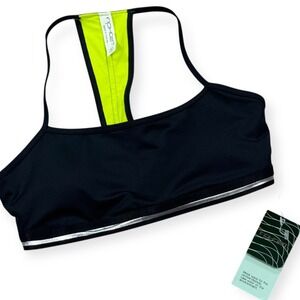 NEW Inphorm Sports Bra Women's Small Black Neon Yellow Racerback Activewear